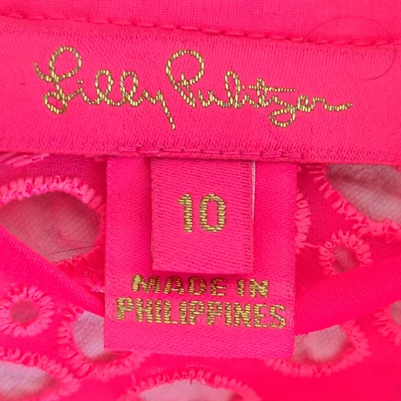 Lilly Pulitzer Almita Bright Pink Eyelet Dress, Size 10. Worn Once - Picture 3 of 10